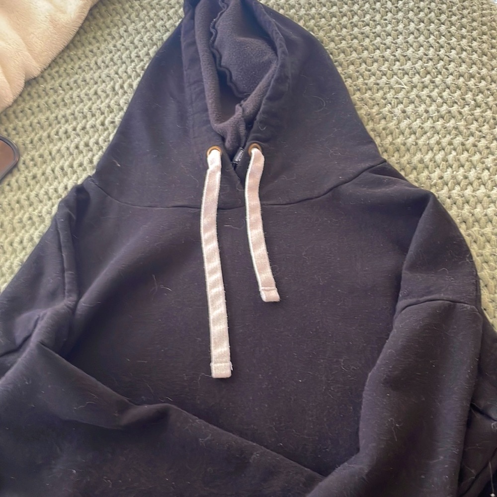 Basic black hoodie with white drawstrings - Picture 1 of 1